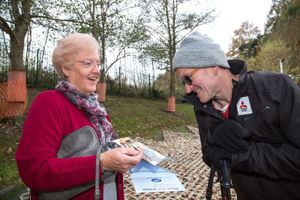 Telford & Wrekin Councillor Hilda Rhodes shows Eddie the old picture of them from 24 years ago