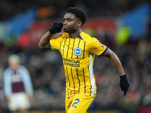 Tariq Lamptey celebrates scoring Brighton's equaliser