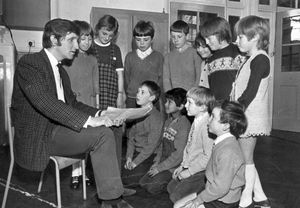 Children at St Michael's School, Shrewsbury, who all had the surname Jones. This picture was shared by Mrs Ada Jones. They include her sons David Jones and Brian Jones, circa 1971. The children at the back are Lynette Jones, Angela Jones, Gavin Jones, David Jones, Brett Jones, Muriel Jones, and Debra Jones. Front are Brian Jones, Steven Jones, Darren Jones, and Barry Jones. The teacher is a Mr Mullaly - Mrs Jones is unsure of the spelling. First name uncertain but possibly Ken. Mrs Jones says Angela and Muriel were sisters and thinks Debra and Barry were brother and sister.