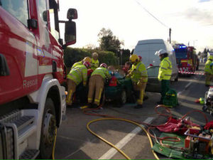 Supporting image for story: Pictures: Woman cut free from crash which closes A483 between Oswestry and Welshpool
