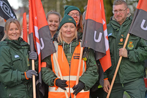 Picket lines at the Dudley Ambulance hub on Burton road