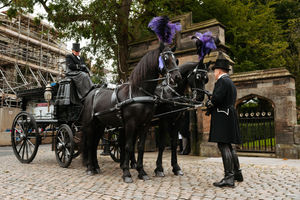 The horse and carriage outside St Nicholas Church, Newport