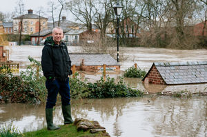 St Julian's Frairs, Shrewsbury - Chris Allen where his garden and property are underwater
