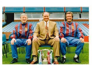 Jim Walker (left) with Ron Atkinson and Villa assistant boss Jim Barron.