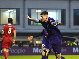 Matty Stenson was on target during AFC Telford United's victory at Stamford in November (Picture: Mike Sheridan)