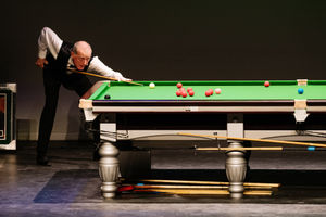 Although long-retired, Steve Davis was still potting long shots during the two frames of snooker
