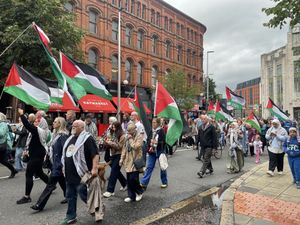Supporting image for story: Call on workers to refuse to use Israeli goods at pro-Palestine rally in Belfast