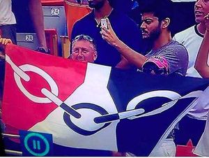 An England fan proudly waving the flag