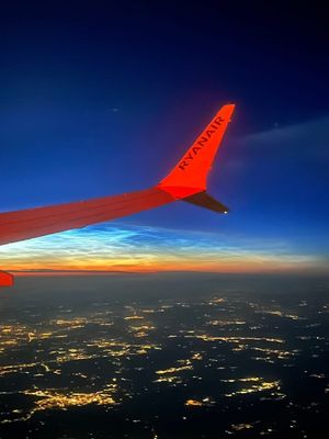 Noctilucent clouds photographed from a flight to the UK on June 28.