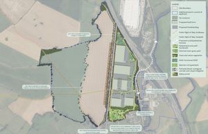 An Illustrative Masterplan Of The Proposed New Industrial Site On Land Next To Junction 13 Of The M6 Submitted As Part Of The Planning Application To South Staffordshire Council