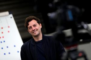 Ryan Mason is all smiles as he takes part in his first interview as West Brom manager (Photo by Adam Fradgley/West Bromwich Albion FC via Getty Images)