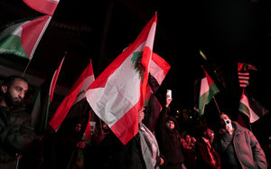 Campaign group Palestine Solidarity Campaign protesting on Trinity Road outside Villa Park. Photo: Joe Giddens/PA Wire