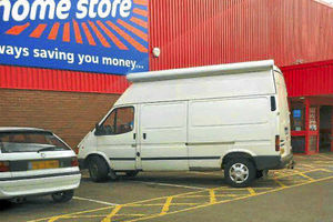 A van outside B&M homestores in Harlescott