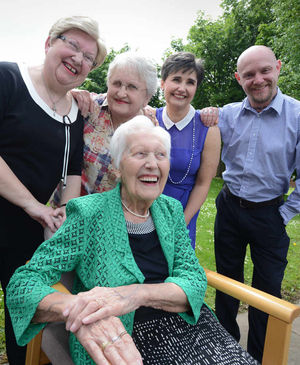 Family help Ethel to celebrate her 100th birthday at Roseville House