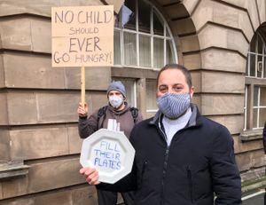 Protest over free school meals outside Walsall Council House. Photo: Gurdip Thandi