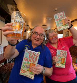Camra West Midlands regional director ShellyCOR Bentley and her deputy Mark Parkes launch the 50th Good Beer Guide at The Great Western, Wolverhampton