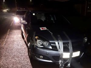 Supporting image for story: Learner driver's car held together by duct tape seized by police in Telford