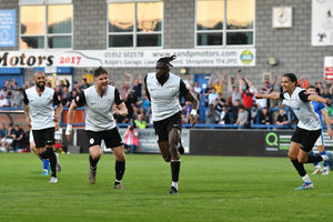 Action from AFC Telford United's play-off clash with Halesowen (Kieren Griffin)
