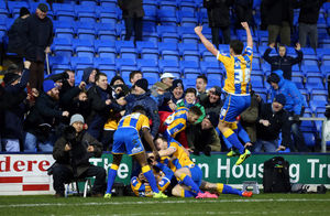 Jack Grimmer celebrates after scoring the winning goal in Town's memorable 3-2 win over Sheffield Wednesday. (AMA)
