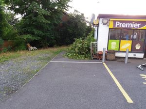 The scene of the accident where floral tributes have been placed