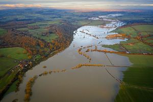 Tom Blockley’s drone picture of extensive flood waters in Buildwas and Ironbridge, taken as the sun rises