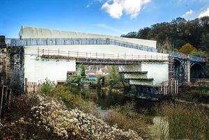 The Iron Bridge under wraps