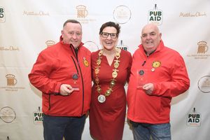 Terry Cole and Keith Fulwood celebrate their two awards with Tonia Antoniazzi