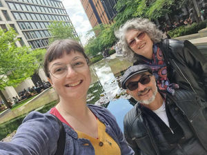 Becky Burke with her parents Paul and Andrea