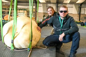 Miles Yates-Tily from Bristol with his first ever giant squash.