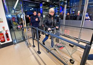 The brand new Lidl in Burntwood opens to the public.Shoppers make their way into the store.