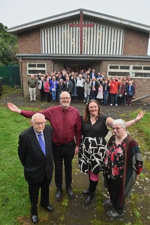 The congregation on the last day at Providence Methodist Church - some will be moving over the road to the Laurels Social Club to form the Lighthouse Worship Group.