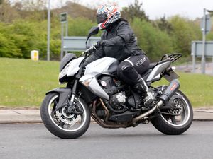 A motorbike on a roundabout