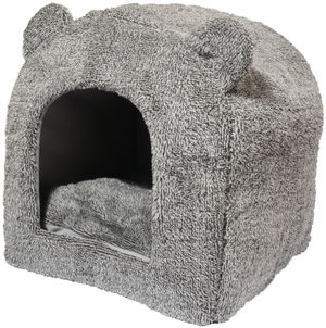 Rosewood Grey Teddy Bear Cat Bed