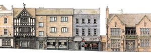 Miller Evans and Holland Broadbridge estate agents as well as Albert's Shed bar in Bellstone feature in James St Clair Wade's latest work