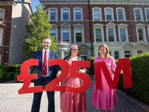 Malcolm Fleming, director of public affairs, People’s Postcode Lottery; Sian Mulholland MLA (centre), and Rachel Kirby-Rider, chief executive at Young Lives vs Cancer, at Amy's House in Belfast