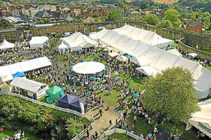 Crowds going into the popular festival at Ludlow