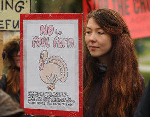 Protesters at Stafford are against plans for turkey farms at Levedale Road