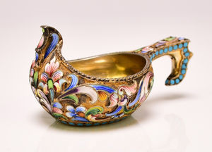 A silver and enamel Russian kovsh drinking vessel which is valued at up to £800. Picture: Halls