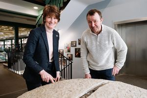 Shropshire Lord Lieutenant Anna Turner with artist Paul Kennedy
