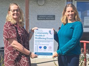 Sarah Bevan (Bishop's Castle Medical Practice) and Polly Owen (Enterprise House) prepare for this Saturday's event.