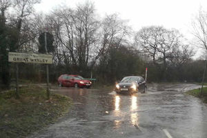 Wet roads in miserable Great Wyrley weather