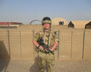 Pete on guard in Afghanistan