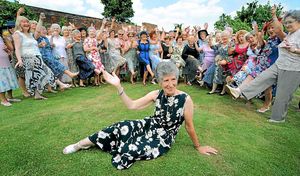 Jean Hughes at a celebration garden party to honour her British Empire Medal