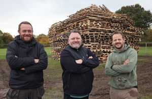 Donnington Bonfire takes place on November 8.
Mark Mitchell (centre) with Pete Corbett (left) and Carl Chadwick (right) who have helped Mark build the bonfire and organise the event