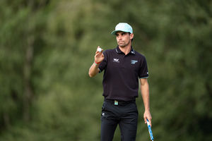 Joaquin Niemann leads the way at LIV Golf UK at JCB Golf and Country Club near Uttoxeter. Pic: LIV Golf