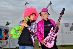 Gill and Becky Jones, from The Fancy Dress Hut in Whitchurch, got in the Abba spirit