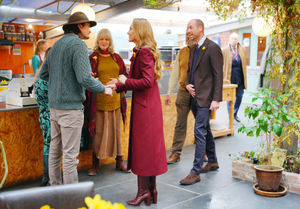 The Princess of Wales meeting members of the public in a cafe during a visit to the Hanging Gardens, a space dedicated to nurturing community resilience and creativity in Llanidloes, Wales and its surrounding area, ahead of St David's Day. Photo: Ben Birchall/PA Wire