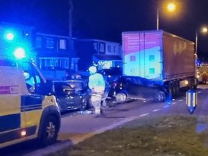 Supporting image for story: Car sandwiched between lorry and car after Bilston crash