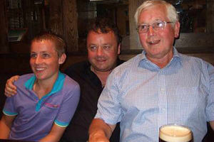 Joel Richards with his uncle Adrian Evans and grandfather Patrick Evans
