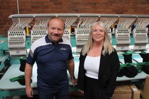 Ace Embroidery managing director Mathew Smart with BCRS Business Loans business development manager Lynn Wyke